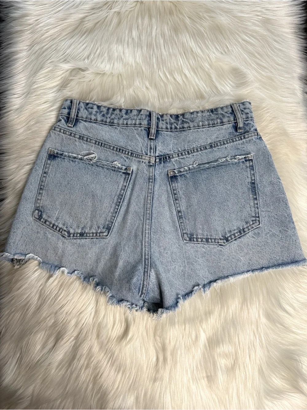 Zara High Waisted Acid Wash Denim Cut Offs